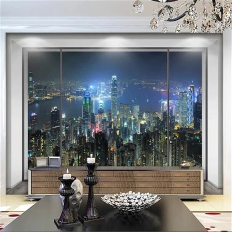 beibehang Custom wallpaper 3d mural dreamy high-rise building beautiful view window TV background wall papers home decor murals |