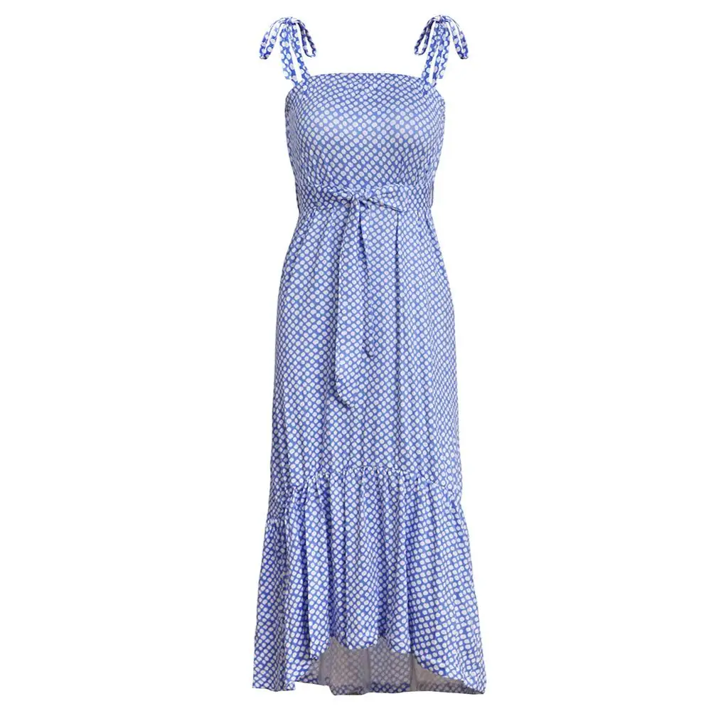 

Summer Women Dress 2019 Loose Print Strap Sexy Dress Ladies Casual Beach Holiday Dresses