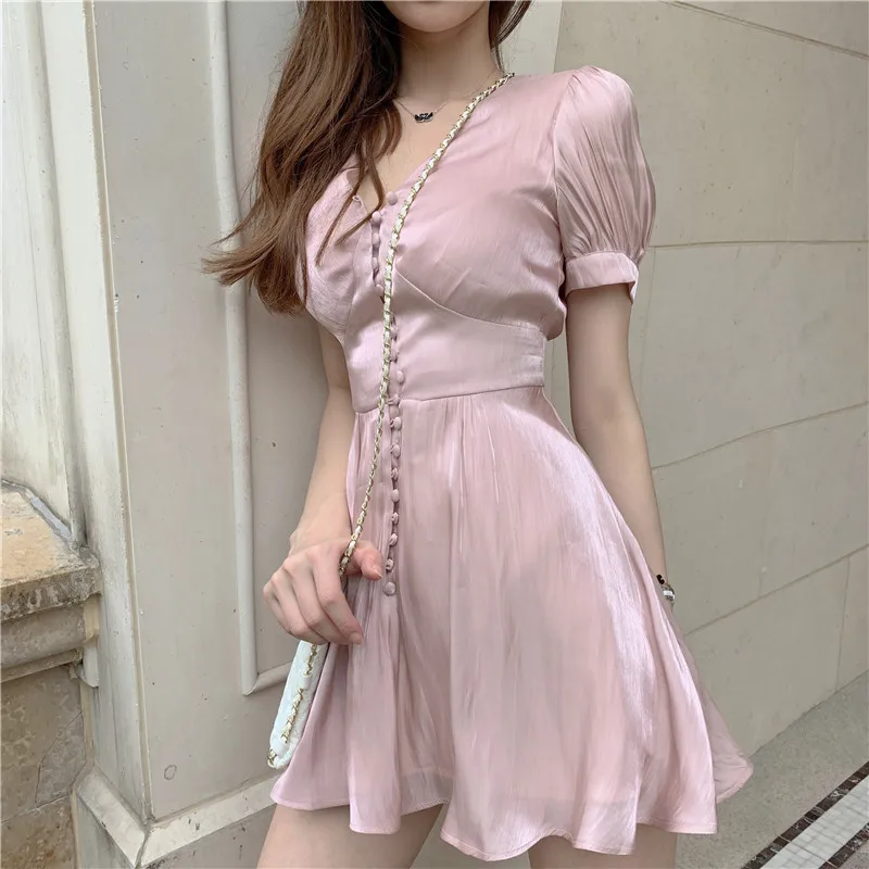 Женское модное однотонное шикарное Платье Vestidos летнее праздничное однобортное