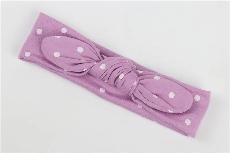 4 Purple Детская Хлопковая повязка на голову с милыми заячьими ушками в горошек; повязка на голову с бантом для девочек; Детская повязка на голову с завязками; повязка на голову; аксессуары - Цвет: 4 Purple