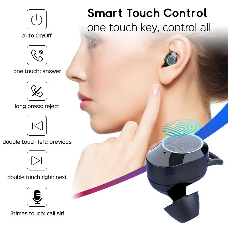 G02 TWS 5.0 Bluetooth Earphones For redmi note 7 9D Stereo Wireless Earphone with Mic Earbuds Headset 3300mAh LED Power Display