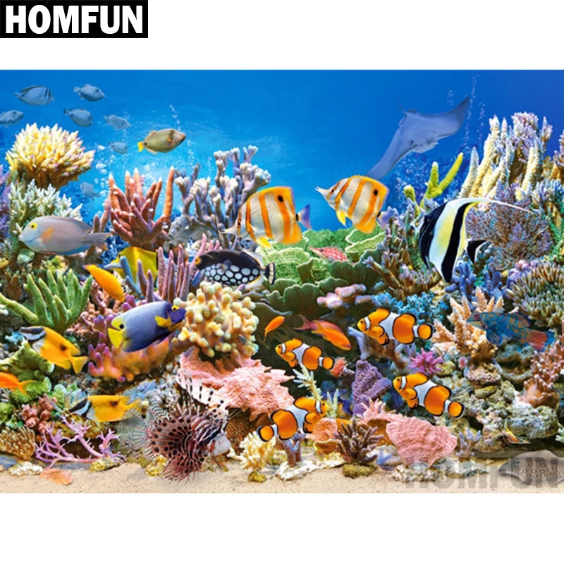 Алмазная живопись HOMFUN A02244 Подводный мир картина с полными квадратными/круглыми