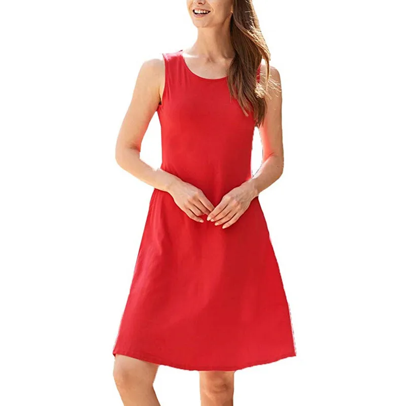 Женское хлопковое платье Летний сарафан без рукавов большой размер для отдыха на