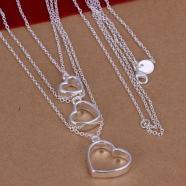 Fashion Party Three Hearts Necklace Women Jewelry Chain Choker for Pendant Necklaces Gift Men and | Украшения и аксессуары