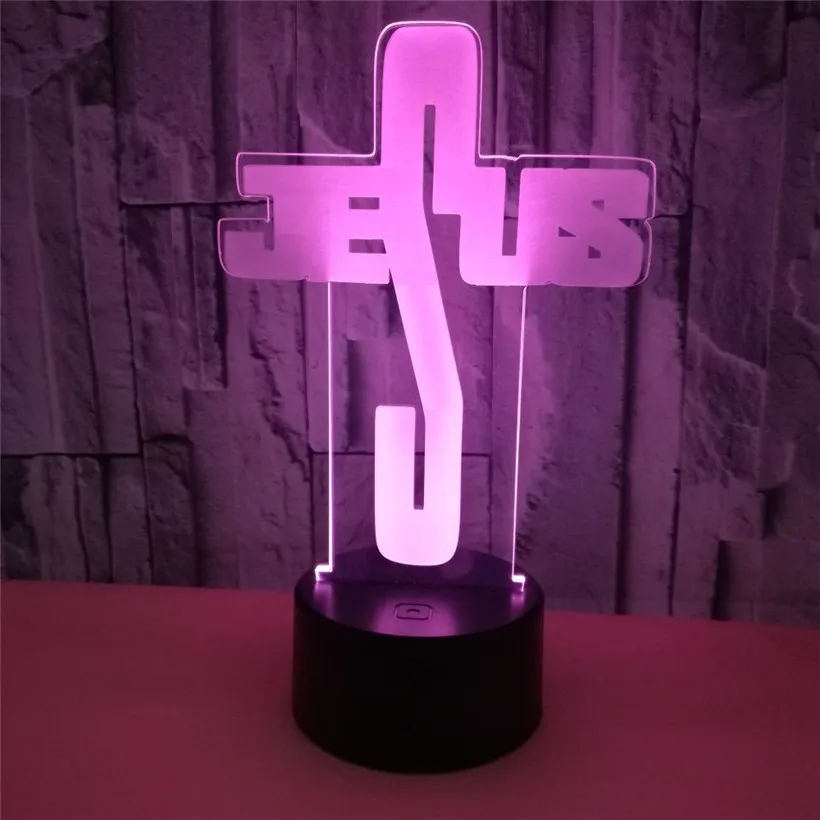 Творческий крест Модель 3D иллюзия ночник 7 цветов мигающий сенсорный Настольная