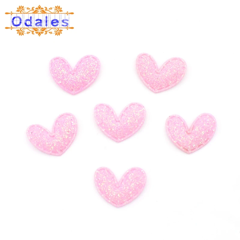 Pink 60 шт. Kawaii блестящее маленькое сердце патчи 2 см мягкие аппликации для одежды Швейные принадлежности "сделай сам" ремесло украшения - Цвет: Pink