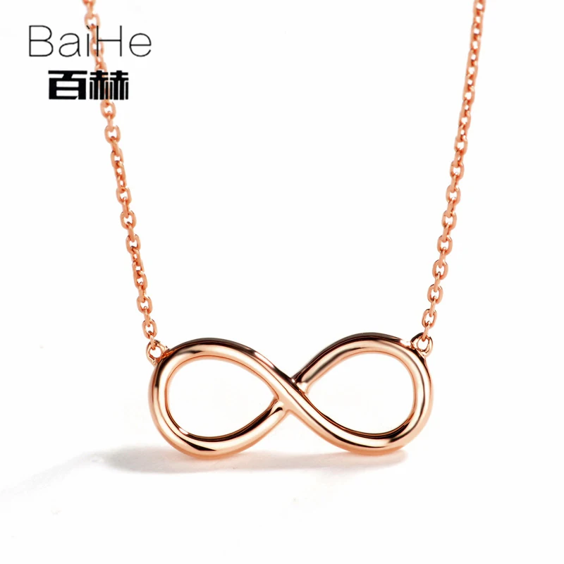 Rose Gold BAIHE Твердые 18 К желтого золота(AU750) сертифицированные помолвки и свадебные женские модные ювелирные изделия подарок милые элегантные модные ожерелья - Цвет камня: Rose Gold
