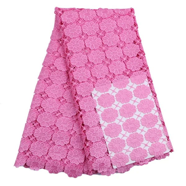 Красивая мода розовый Африканский водорастворимые кружевной ткани. 5 ярдов! 11l 4