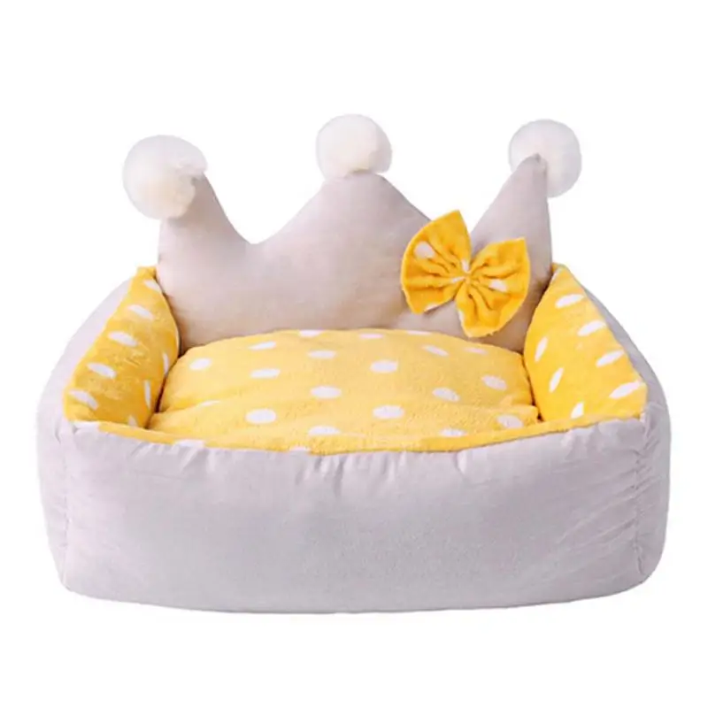 Кровать для собаки в форме короны с бантом зимнее гнездо camas para perro Милая модная