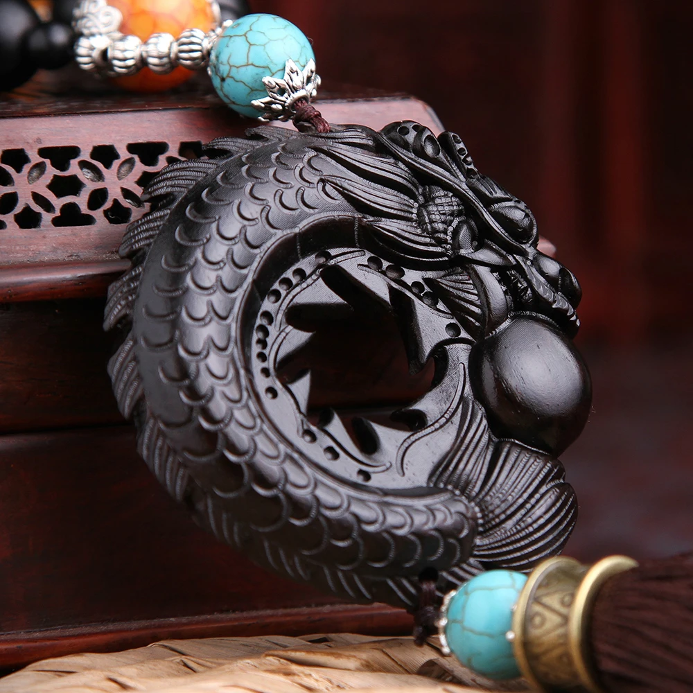 Автомобильная подвеска китайская традиционная черная древесина резной дракон