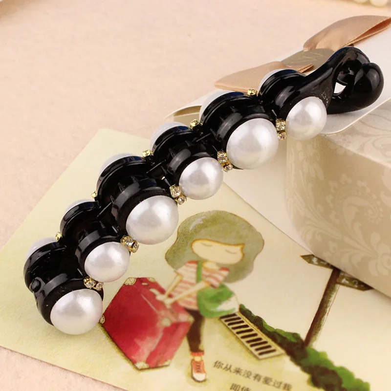 

1Pc Simulated Pearls Hairpins Cute Banana Hair Clips Headwear Accessories for Women Girls Ponytail Hairgrips Barrettes Jewelry