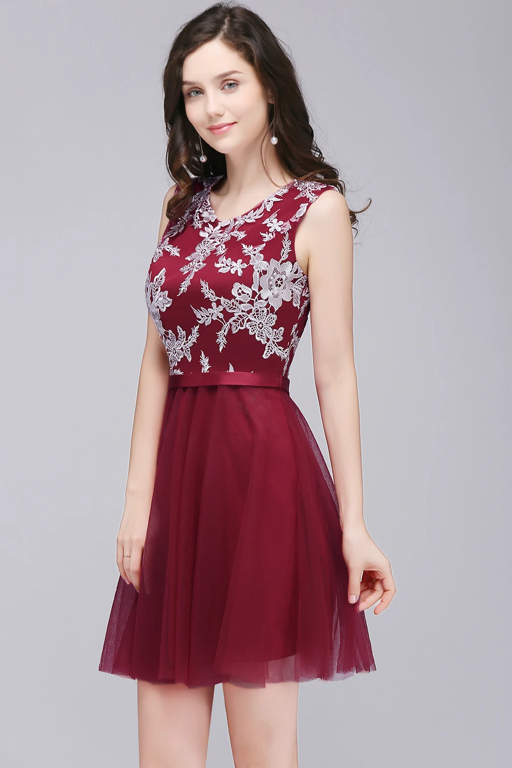 Robe de soiree courte 2019 розовое Тюлевое ТРАПЕЦИЕВИДНОЕ вечернее платье для вечеринки