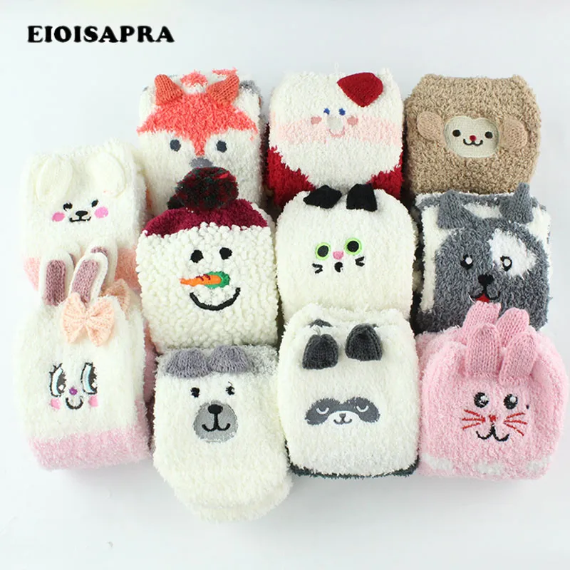 [EIOISAPRA] Милые Мультяшные забавные носки для животных женские утепленные