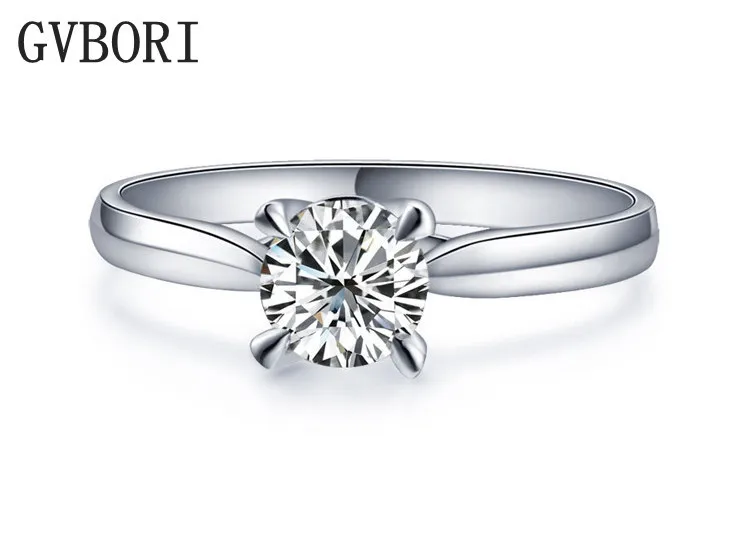 0.5ct 18K Белое Золото большое кольцо с бриллиантом обручальное для женщин подарок