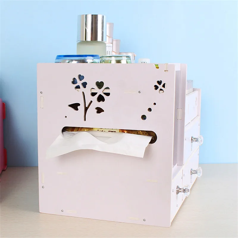 2018 New Wood Cosmetic Organizer Diy Assembly Wooden Organizador Makeup Drawers Factory Jewelry Box | Дом и сад