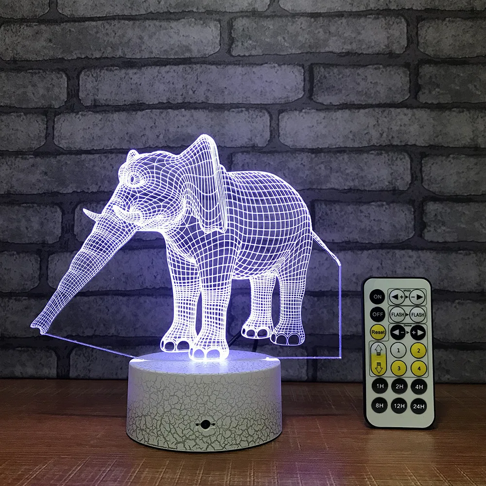 Креативная красочная Usb 3D ночная лампа с изображением слона многофункциональная