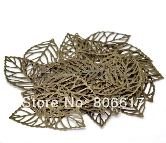 Лучшее качество 100 шт бронзовые тона филигранные подвески в форме листьев
