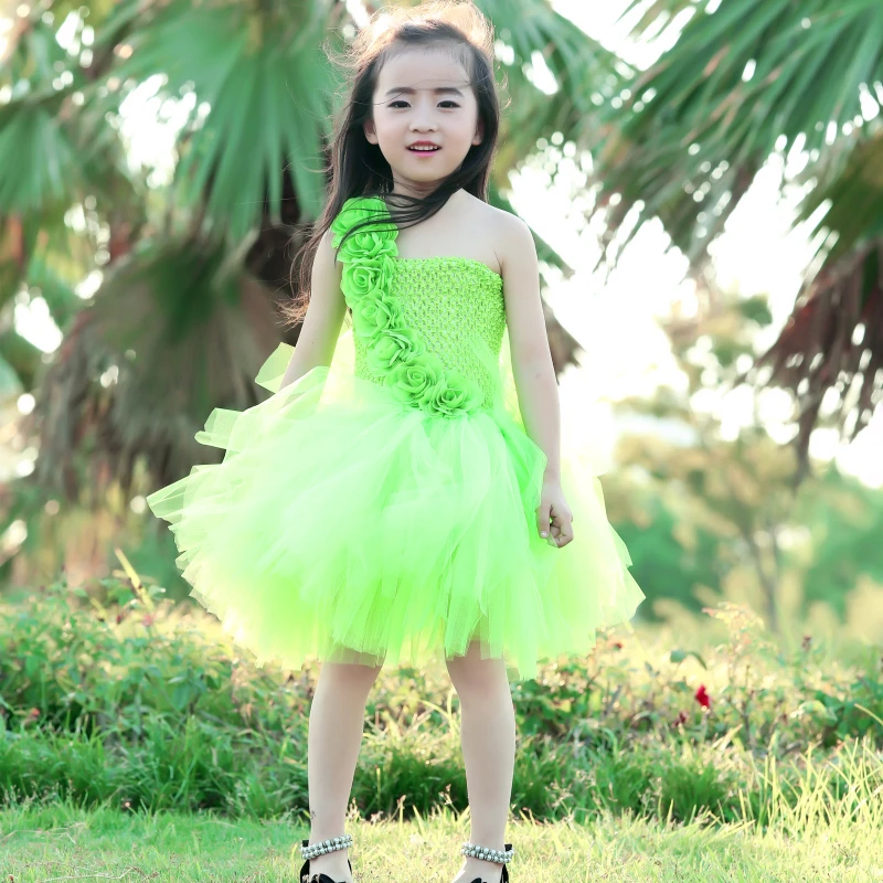 PRINCESS TUTU Dress Girl Green Flower Saint Patrick's Costume Easter Party Dresses For Kids Girls Clothes Birthday Wedding | Детская