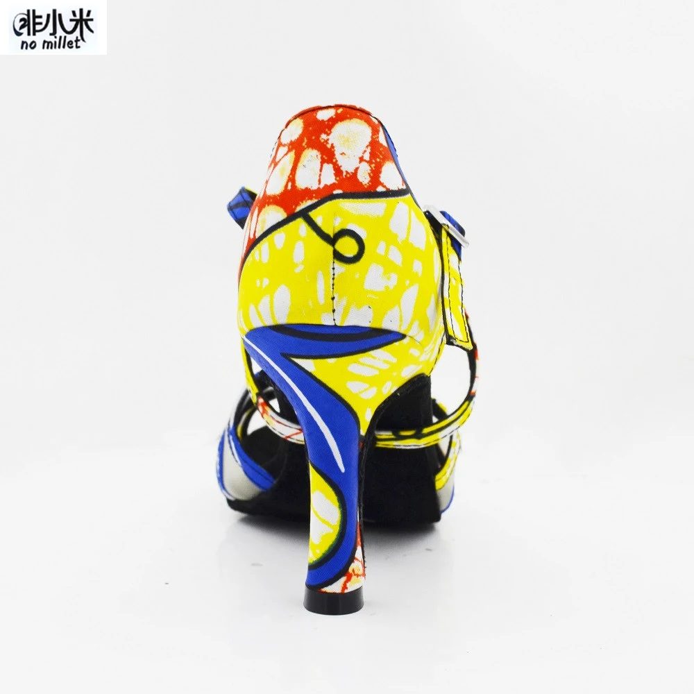 Бесплатная доставка Танцевальная обувь для женщин с цветочным рисунком Каблук 8 3