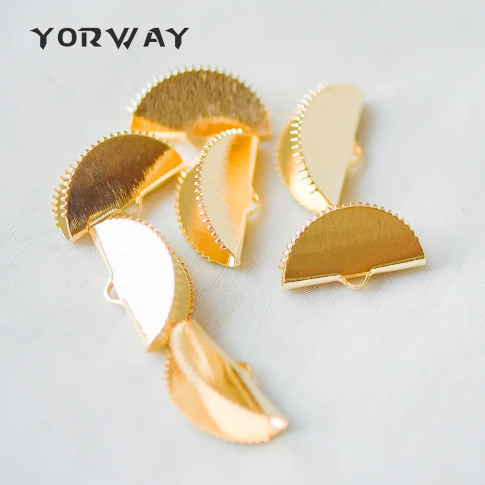 

10pcs/Lot Brushed Gold Crimp Finding for Making Fan Tassels 20x12mm, Gold Plated Brass Crimp End Tips (GB-276)