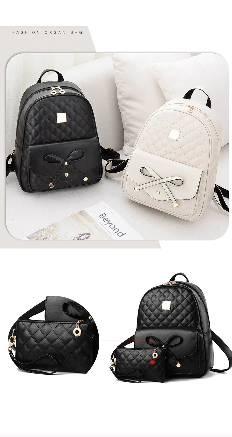 SWDF Women's Backpack Fashion Black PU Leather Backpack Women's Shoulder Bag Small Backpack Girls' Bags Mother and Daughter Bags