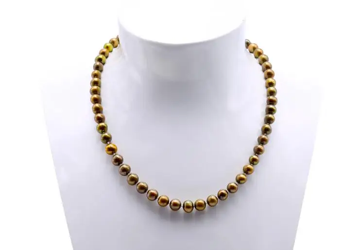 Ожерелье женское из серебра 925 пробы с натуральным пресноводным жемчугом 8 мм 42 см