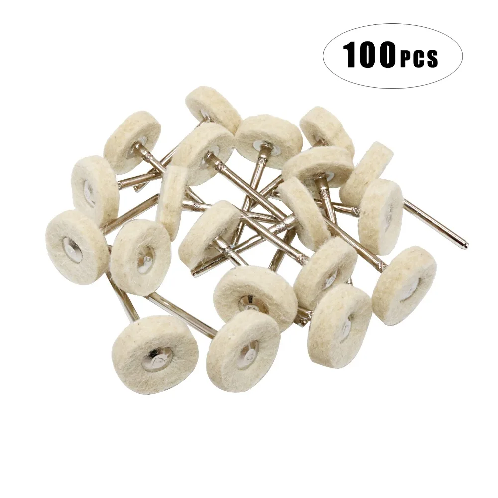 

Polishing Wheel Fiber wheel Cotton wheel Wool wheel Handle for Dremel Rotary Tools Fine Polish Jewelry Pack of 100Pcs