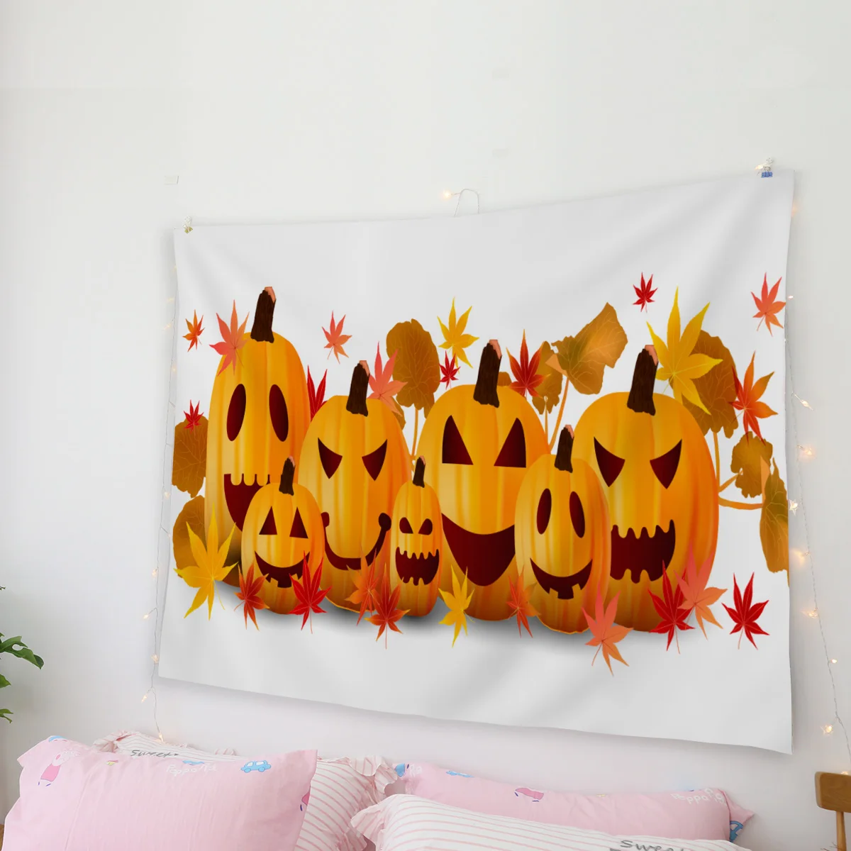 WARMTOUR Tapestry Halloween Pumpkin Autumn Maple Leaf Wall Home Decor Polyester Beach Towels | Дом и сад