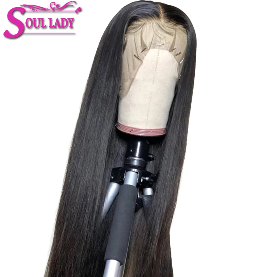 Soul Lady Transparet человеческие кружевные передние прямые парики 150% Малазийские Волосы кружевные передние парики предварительно выщипанные отбеленные узлы кружевные парики