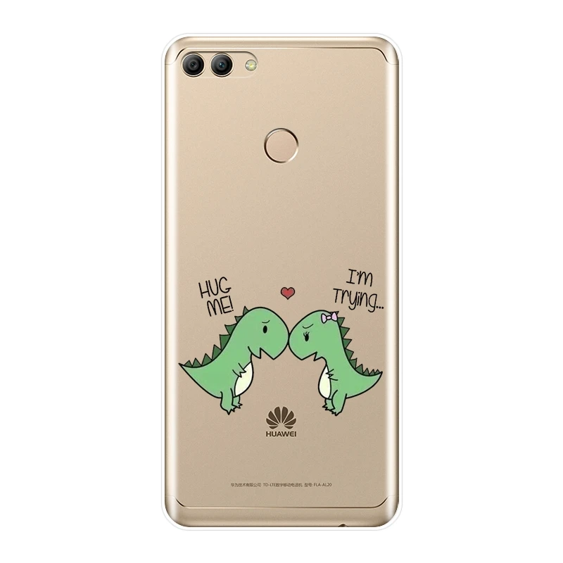 Kawaii динозавров Мягкий силиконовый чехол для телефона huawei Y3 Y5 Y6 II Y7 Pro задняя
