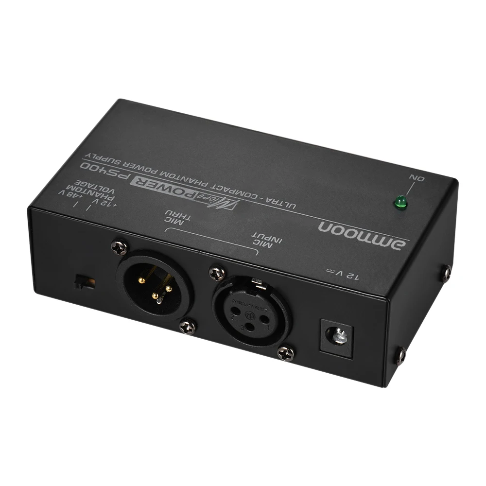 ammoon Ultra-compact Condenser Microphone Phantom Power Supply +12V +48V Selectable with Adapter | Спорт и развлечения