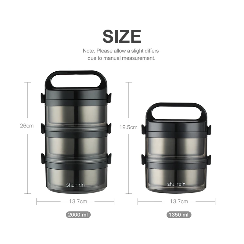 

Double Layer Lunchbox Stainless Steel Food Container Heated Container Portable Bento Lunch Box for Kids Leakproof Dinnerware