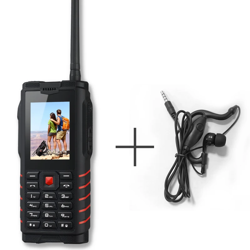 Ioutdoor T2 Прочный мобильный телефон IP68 Walkie-talkie Интерком 4500mAh Power Bank Сильный фонарик 2.4 "GSM Водонепроницаемая ячейка.