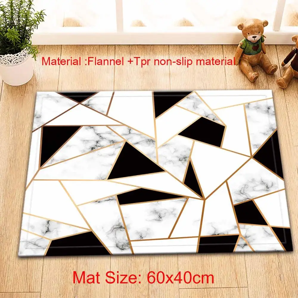 Only Mat 60x40cm АБСТРАКТНЫЕ ПОЛОСЫ Геометрическая занавеска для душа Современная занавеска для ванной черно-белая мраморная текстура водонепроницаемая ткань для ванной Декор - Цвет: Only Mat 60x40cm