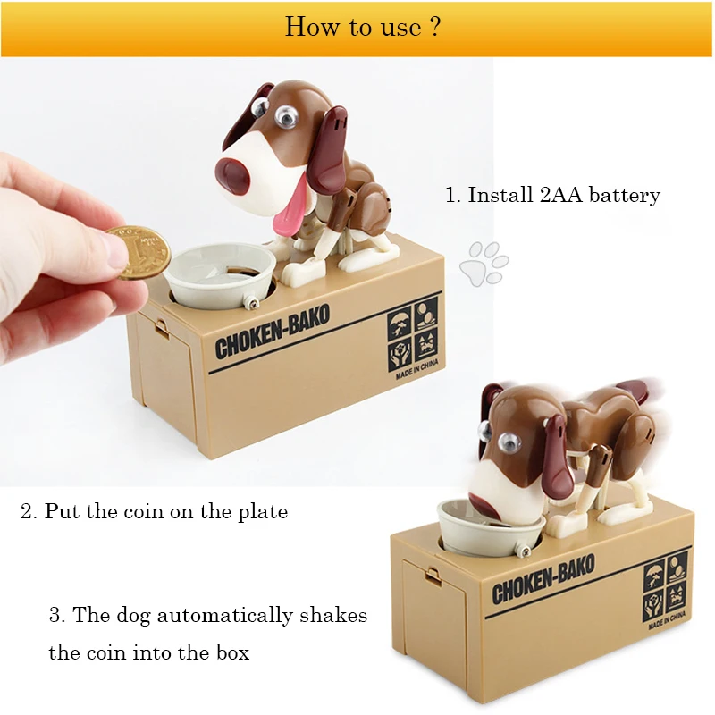 Робот-копилка для собак автоматическая монета кражи копилка хранения монет