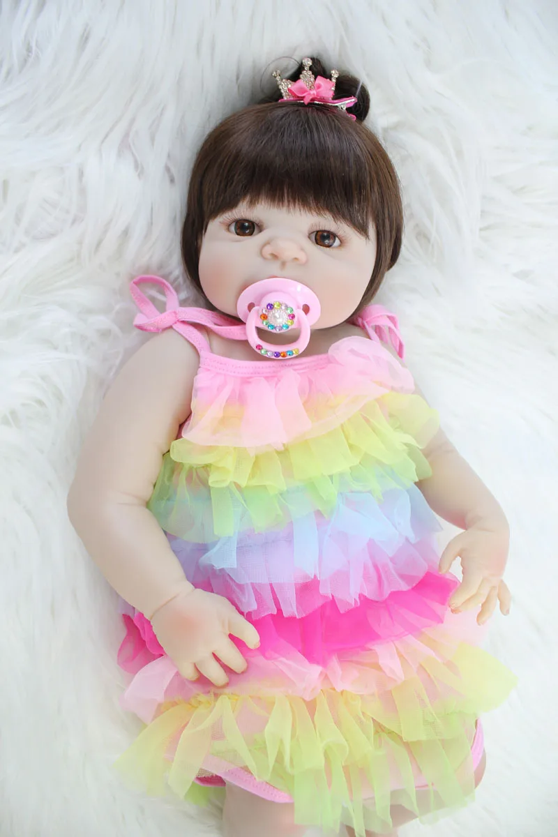 

55cm Full Silicone Reborn Baby Doll Toys For Girls Cheap Bonecas Newborn Princess Bebe Birthday Present Gift