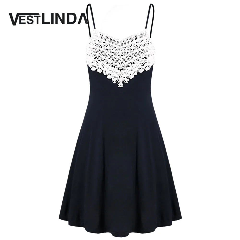 Женское платье без рукавов VESTLINDA Повседневное комбинация с кружевными