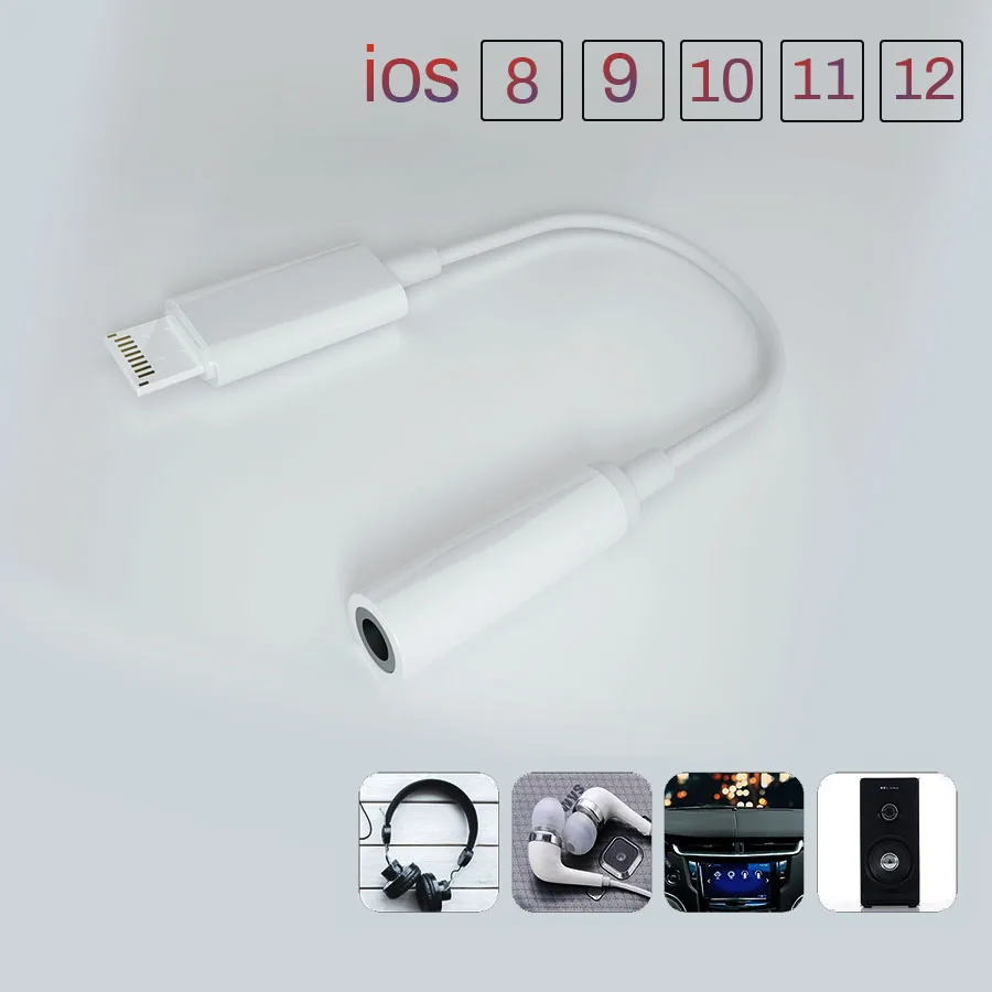 HORUG IOS 11 12 музыкальные наушники адаптер для iPhone 7 8 X AUX адаптер для Lightning Female до 3,5 мм Адаптеры кабель для подключения наушников