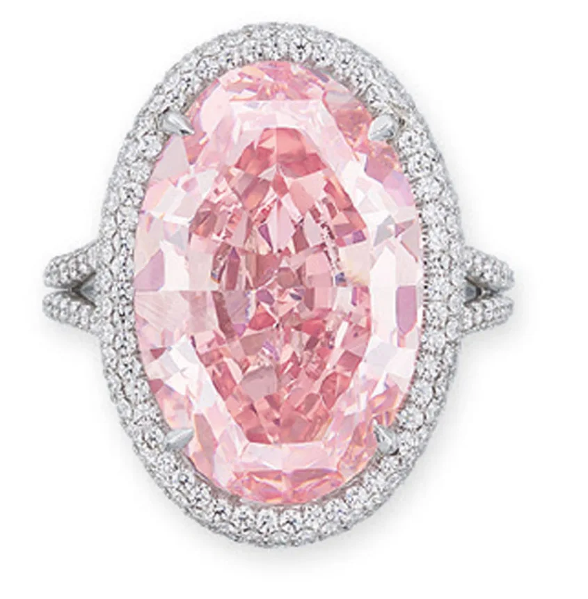 

2020 new luxury pink oval 925 sterling silver engagement ring for women lady anniversary gift jewelry bulk sell R5236