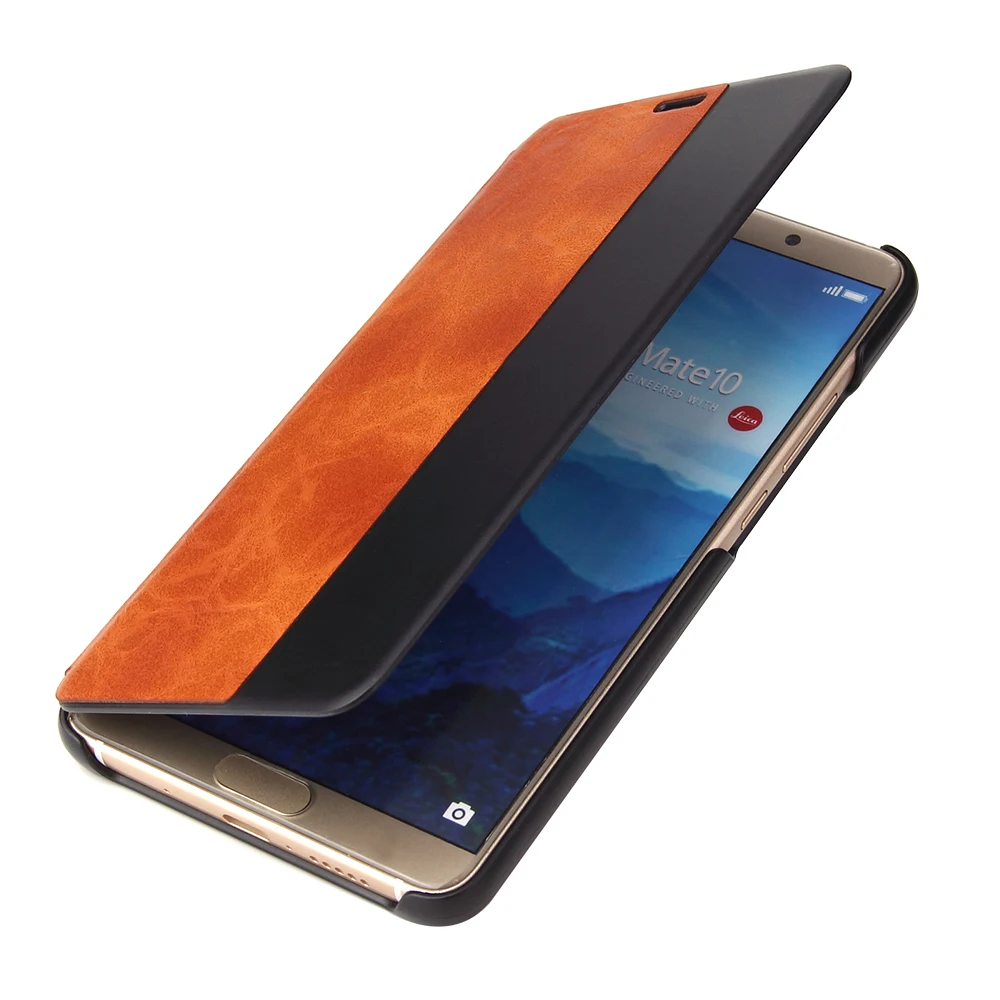 Fierre Shann брендовые панель для Huawei Mate 10 Sir PU Кожаные чехлы телефонов Smart-View Book style Folio
