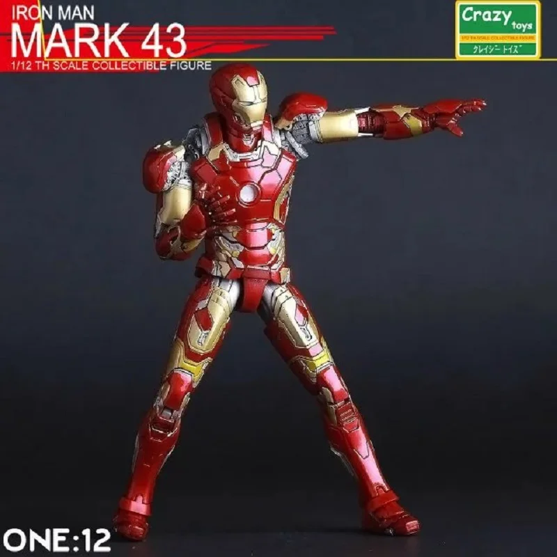 1:12 Crazy Toys Iron Man Tony Stark MK43 6&quot The Avenger Anime Action Figure Model Collection Toy Gift With Original Box | Игрушки и