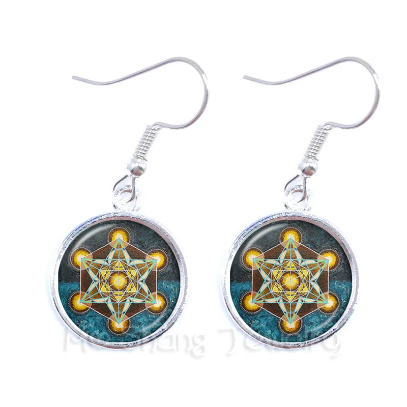 Сатанинских Бафомет серьги пентаграмма арт Стекло Круглый купол кулон подарок