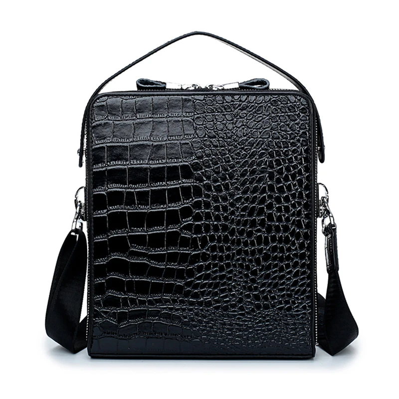 Мужской портфель из натуральной кожи с крокодиловым узором сумка на ремне