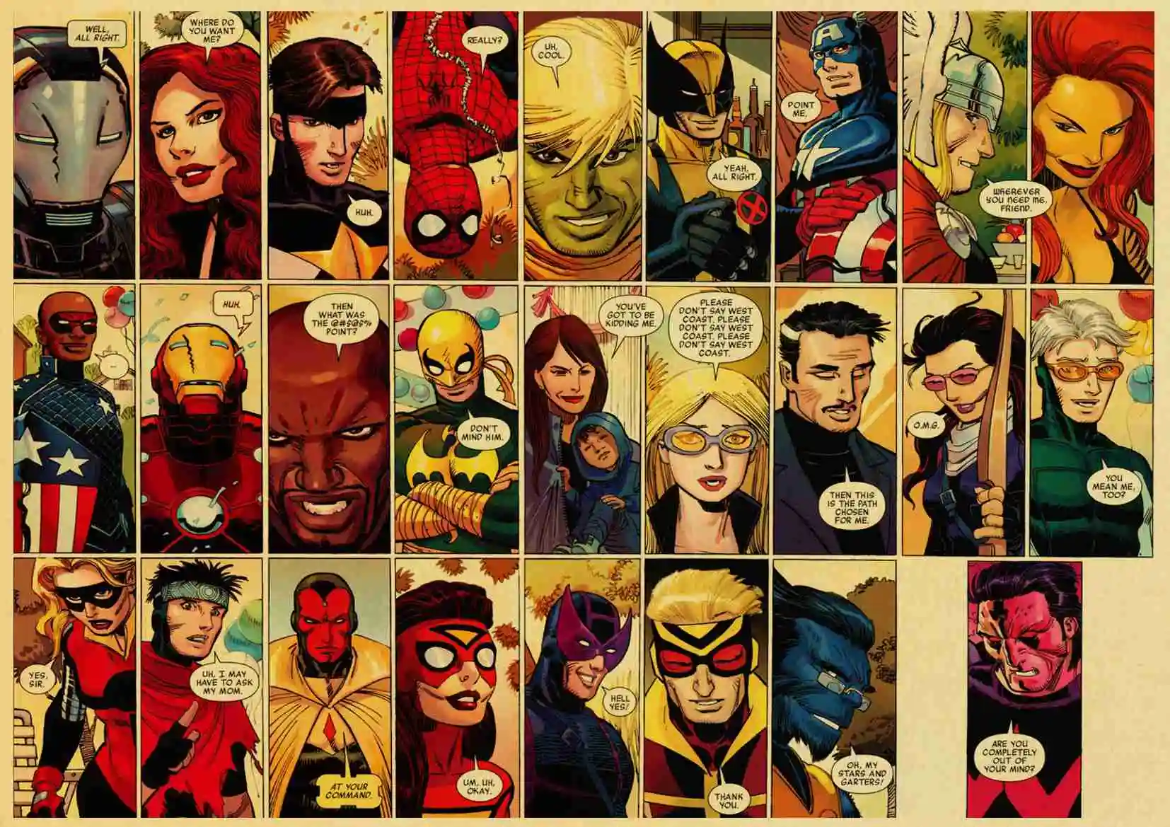 ВИНТАЖНЫЙ ПЛАКАТ Супергерои Marvel Человек-паук/Железный человек/Капитан Америка Плакат кафе домашний декор живопись