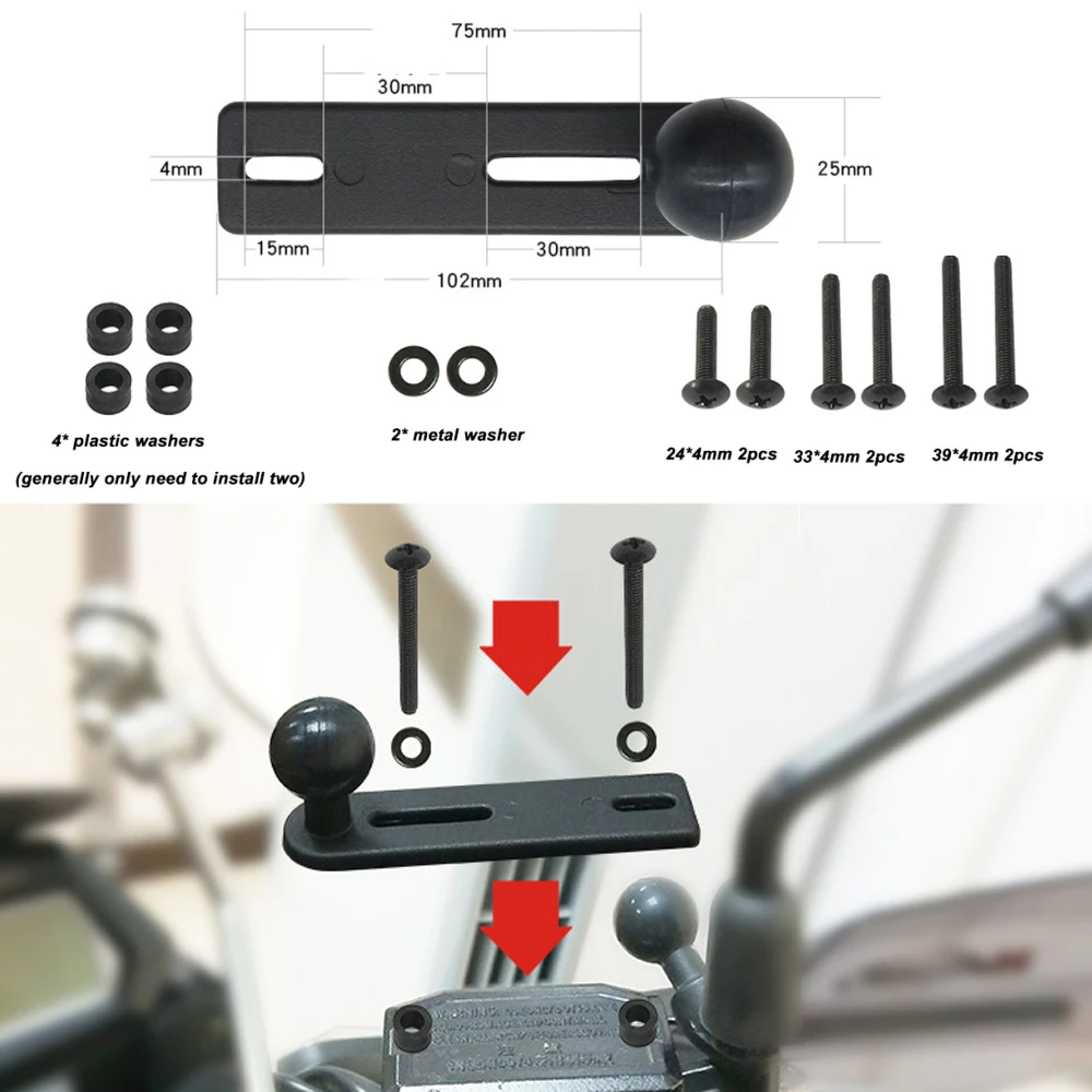 JINSERTA Handlebar Pump Mount with 1 inch Ball Compatible for Ram Mounts for Gopro Action Cameras Dslr, Sjcam, Smartphones
