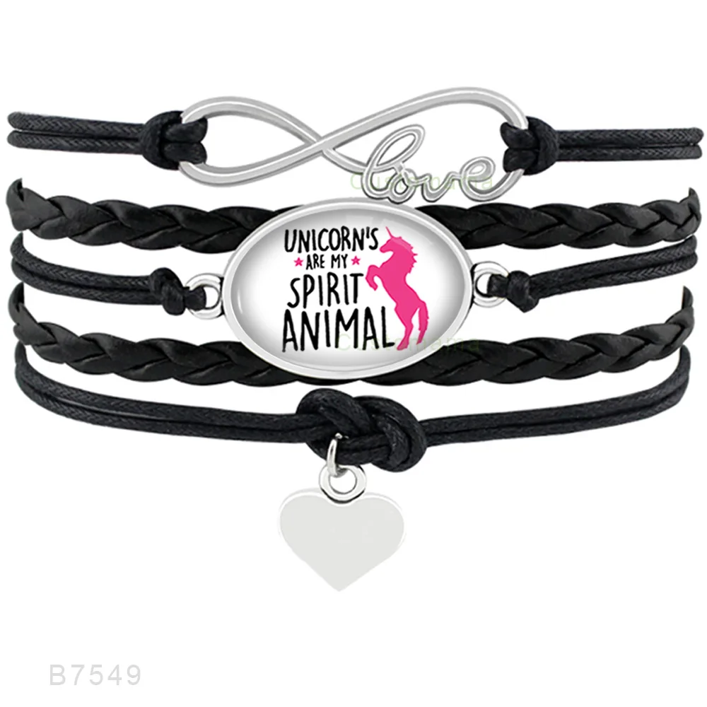 New Fashion Rainbow Infinity Love Birthday Gift for Girls Unicorn Mom Heart Charm Leather Men's Bracelets Women | Украшения и