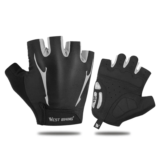 Quality Gray WEST BIKING велосипедные перчатки с полупальцами летние спортивные противоударные мужские женские велосипедные перчатки с гелевой пропиткой MTB перчатки велосипедные гуантес Ciclismo - Цвет: Quality Gray