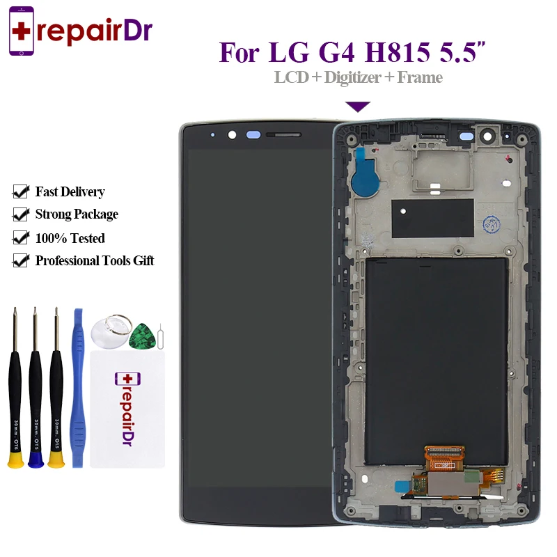 100% протестированный ЖК дисплей для LG G4 сенсорный экран дигитайзер с рамкой 5