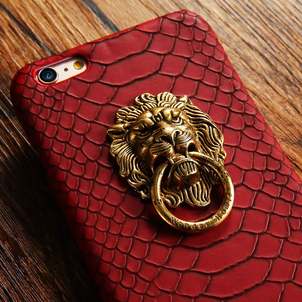 KISSCASE Holder Case For Apple iPhone 6 6s 7 8 Plus Phone Cover X XS 5 5s SE Cases 3D Lion Finger Ring Stand |