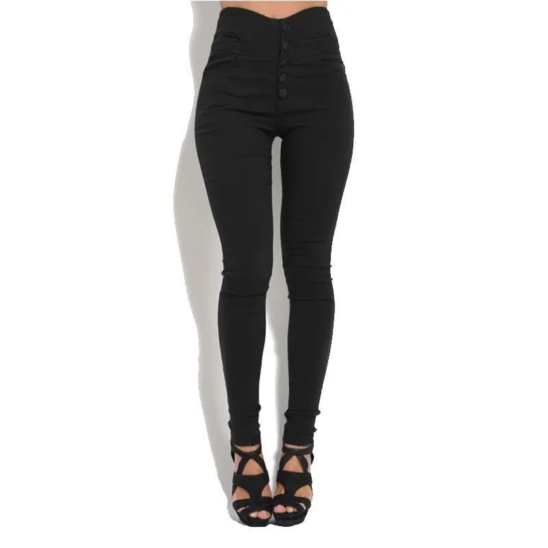 Women Trousers 2018 Autumn New Button Up High Waist Sexy Pencil Pants Elastic Slim Bottoming Plus Size Bodycon | Женская одежда